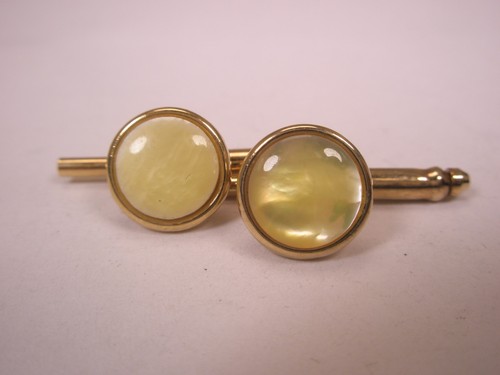 SINGLES(2) 3/8" Yellowish Round Vintage Formal Tuxedo Shirt Stud f14