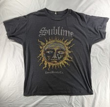 Sublime Band T Shirt XL Gray Sun Logo Long Beach CA Graphic Vintage Fade Tee