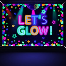 6x4ft Neon Let's Glow Party Backdrop Colorful Photography Background Glow in ...
