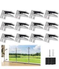 12 Pack Wall to Glass Clamp F Shape for 5/16"&ndash;1/2" Thick GlassBrushed 304 Steel