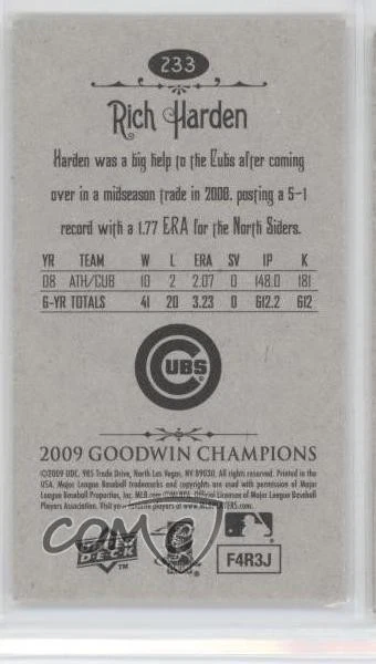 2009 Upper Deck Goodwin Champions Mini Rich Harden #233 - Image 2 of 2