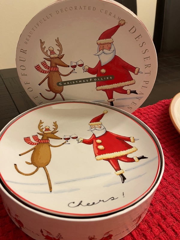 Certified International Tim Coffey Christmas Follies 8" dessert plates