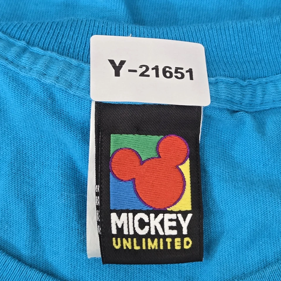 ВИНТАЖНАЯ мужская рубашка Mickey Unlimited 3X синяя с графическим принтом Mouse Minnie - Изображение 3 из 4