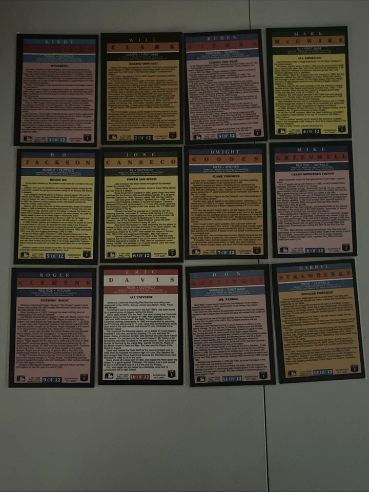 Juego completo de 12 cartas Fleer Pro Vision 1991 Bo Jackson McGuire Mattingly Foto 2 de 4