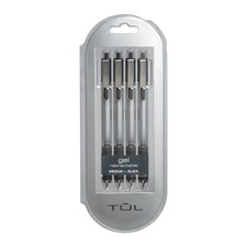 TUL GL Series Retractable Gel Pens, Medium Point, 0.7 mm, Silver Barrel, Black