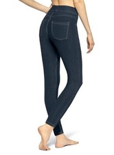 HUE Ultimate Stretch Denim Leggings Size Small Pull On Midnight Blue Casual NWT