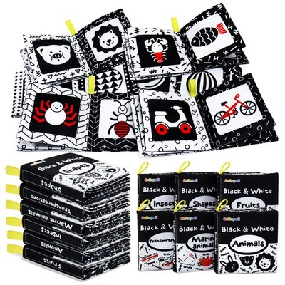 Dr.Rapeti Soft Cloth Books Baby Bath 6-Pack Small, Black+white 
