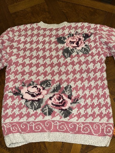 Vintage Paris Sport Club Damen Pullover Medium Handstrick Argyle Grobstrick 3D Strick - Bild 3 von 7