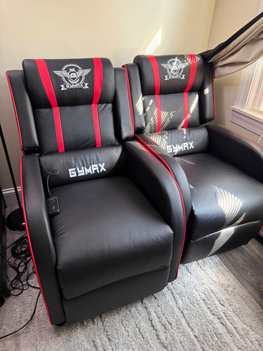 GYMAX Gaming Racing Recliner Vibration Massage Remote Footrest Black/Red