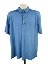 Greg Norman Men's Blue Short Sleeve Play Dry Athletic Golf Polo - L