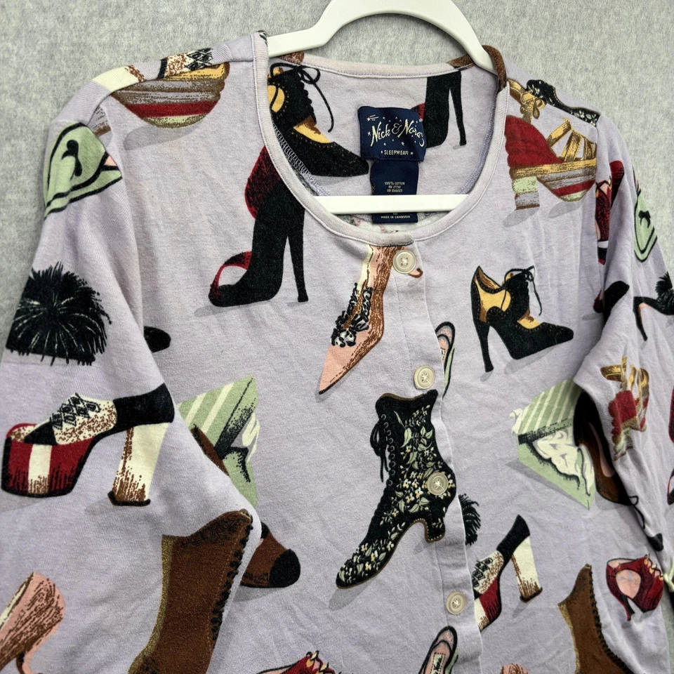 Nick & Nora Juego de 2 Piezas Pijama Zapato Antiguo Mediano Púrpura Algodón Ropa de Dormir Foto 4 de 4