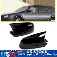 Gloss Black Mirror Cover Caps Add-on For Vw Jetta Golf Mk4 Passat B5 1999-2004