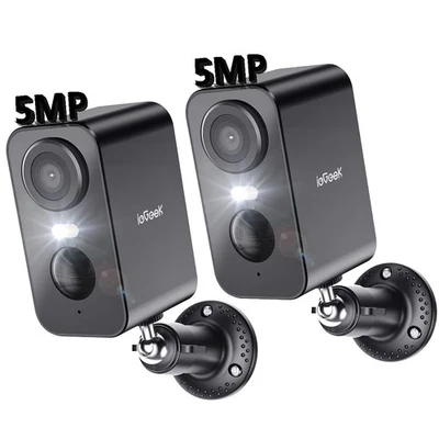2PCS ieGeek Outdoor 5MP Security Camera Wireless Battery Powered WiFi CCTV Cam - Image 1 of 4
