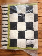 New MacKenzie Childs Courtly check Bath Rug mat Black green white 24 36 New