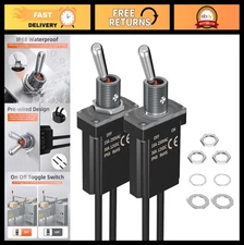 Waterproof Toggle Switch 12V - Heavy Duty SPST ON-OFF Rocker Switch 30A/20A - 2