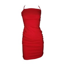 Asos Design Dress Womens Size 4 Solid All Red Corset Strappy Open Back NWOT