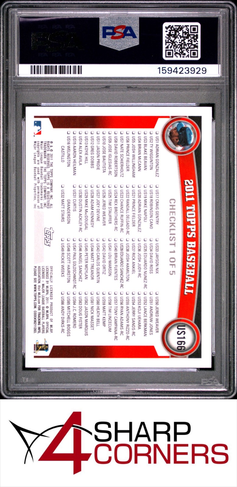 2011 TOPPS UPDATE #US166 DAVID ORTIZ RED SOX HOF PSA 10 view 2