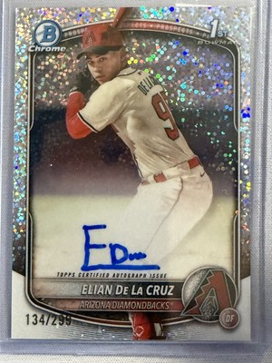 2025 Bowman Chrome #CPA-ED Elian De La Cruz Prospect Autographs Speckle #/299