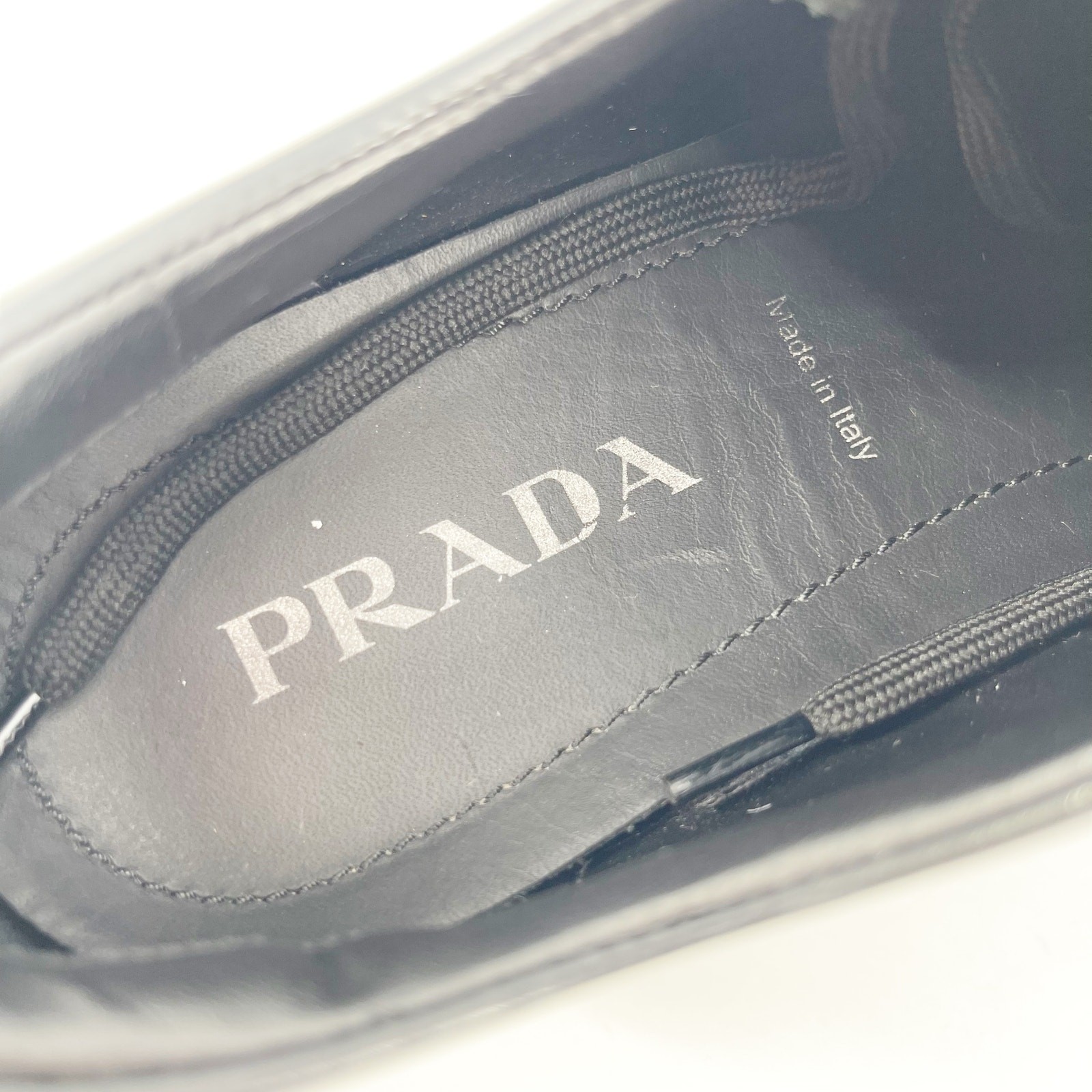 Prada Black Brushed Leather Lace Up Chunky Monolith Derby Oxford Loafer IT 39 thumbnail 12