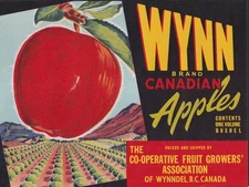 Co-Operative Fruit Growers Wynn Canadian Apples unused crate label Wynndel BC