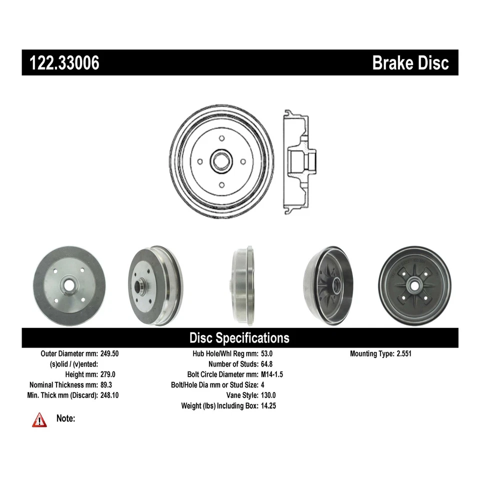 Centric Parts 122.33006 Brake Drum For 71-82 Volkswagen Brasilia Super Beetle - Image 3 of 4