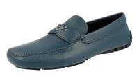 Prada Saffiano Leder Driving Loafer Schuhe 2DD126 Denim Tuerkis Neu - 10,5 44,5
