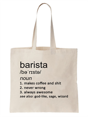 Lustige Tragetasche Barista Definition Shopper Job Arbeit Cafe Café Bohnenbrauen