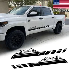 2pcs 68'' Black Mountains Stripe Graphic Car Body Side Door Vinyl Decal Stickers