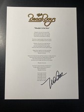 Mike Love signed Beach Boys ‘Wouldn’t It Be Nice’ Lyrics sheet autograhed Proof