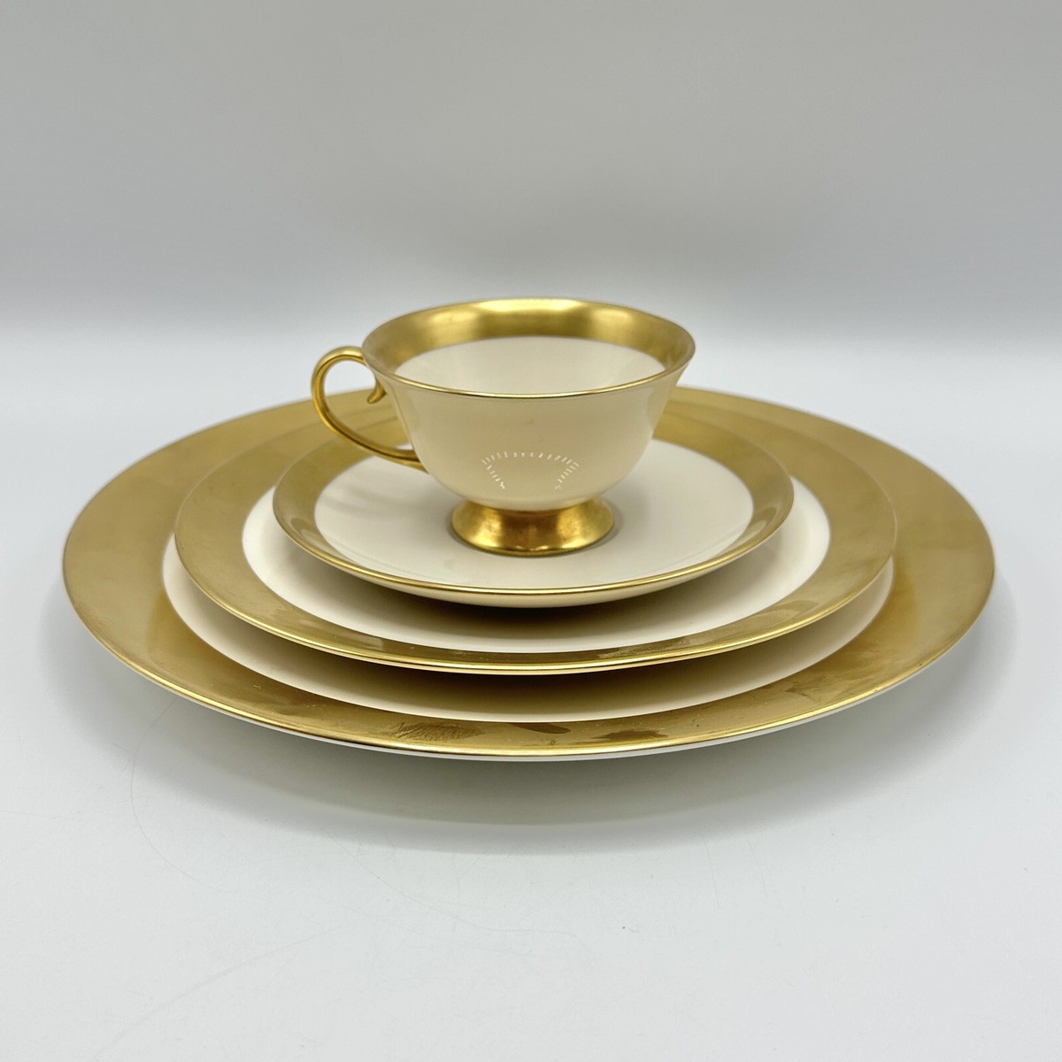 Vtg. 4 Piece Flintridge Marlo Place Setting Dinner & Salad Plate Cup &  Saucer/cb