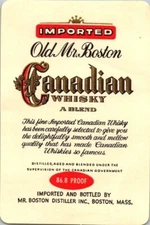 OLD MR BOSTON CANADIAN WHISKY LABEL 3.5" X 2.5' A2