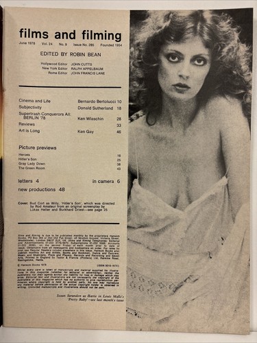 Films And Filming June 1978 Vol 24 No 9 Donald Sutherland, Bernardo Bertolucci - Picture 3 of 3