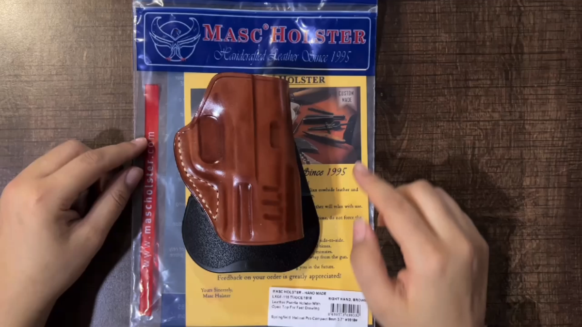 Leather Paddle Holster Fits, Springfield Hellcat Pro Com 9mm 3.7