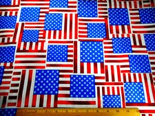 Patriotic Fabric Short Yard Stars  Stripes Flags Benartex Premium Cotton C