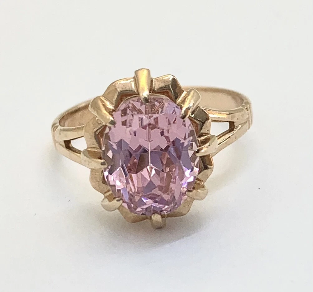 USSR Era Imitation Pink Sapphire Ring 583 Gold 18K eBay