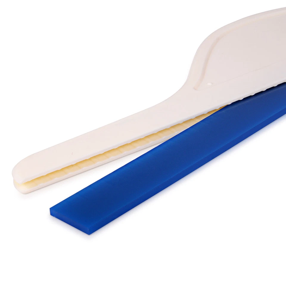 4 PIEZAS Escobilla de goma deslizadora lateral borde azul mango suave raspador ventana tinte coche Foto 4 de 4