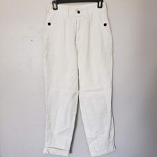 Vintage White High Rise Denim Jeans Rolled Cuff Flat Back No Pockets Size 10