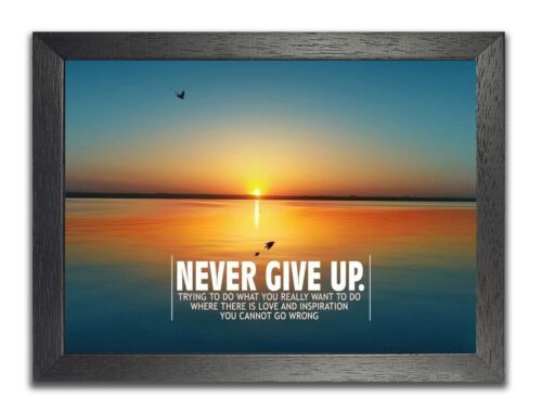 Inspiration Quote #119 Never Give Up Print Motivation Poster Beautiful  Sunset | eBay