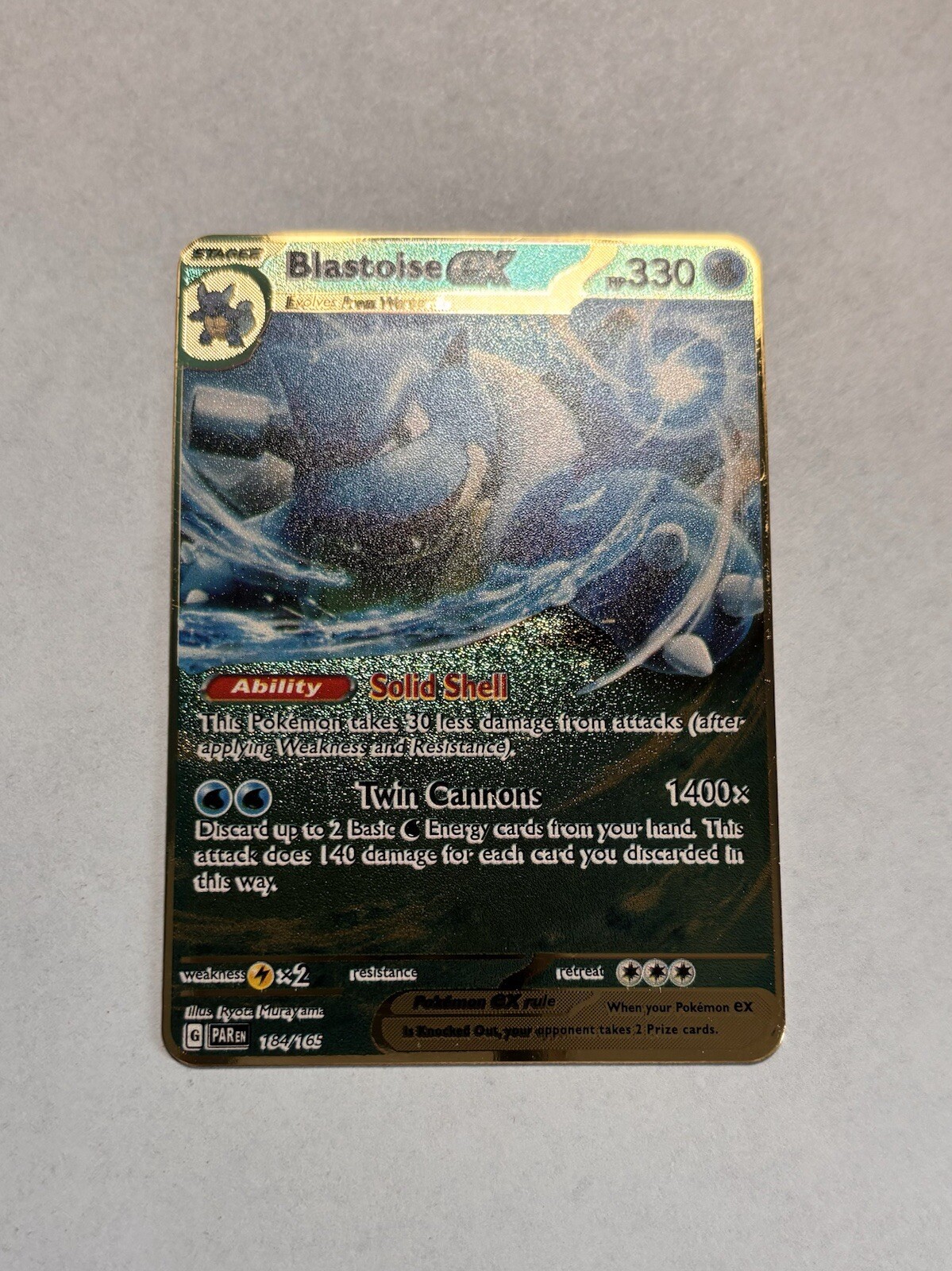 Pokémon Blastoise ex Scarlet & Violet-151 009/165 Gold Metal Glittery Fan Art NM