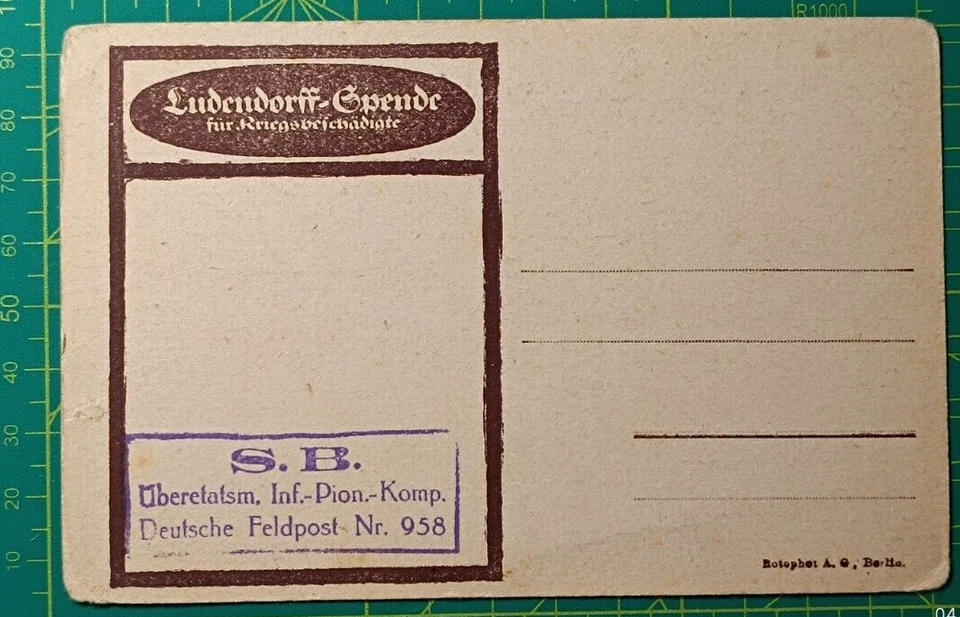 Germany Feldpost card 1910,  WWI, S.B. Inf.-Pion.-Komp., unused - Image 4 of 4