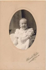 Vintage Cabinet Card Portrait Photograph Of Smiling Baby