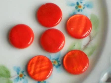 #518 Vintage Beads Glass Lentil Retro Orange NOS Flat Disc Round13mm Saucer Bead