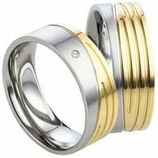 2 Ringe Eheringe mit Diamant Partnerringe Freundschaftsringe Trauringe MOR20