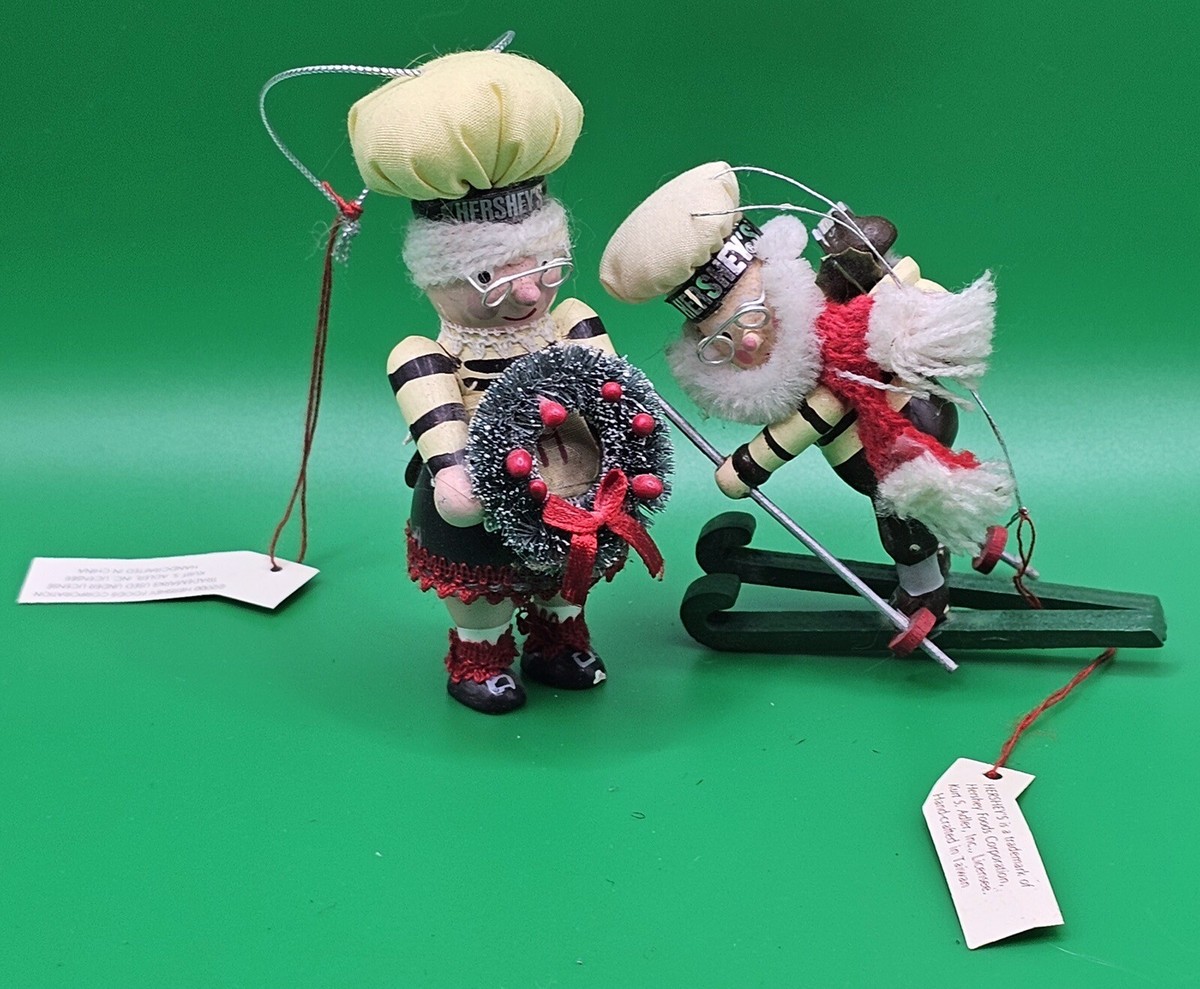 Hershey's Chocolate Ornaments Kurt Adler Santa Skiing Mrs Claus