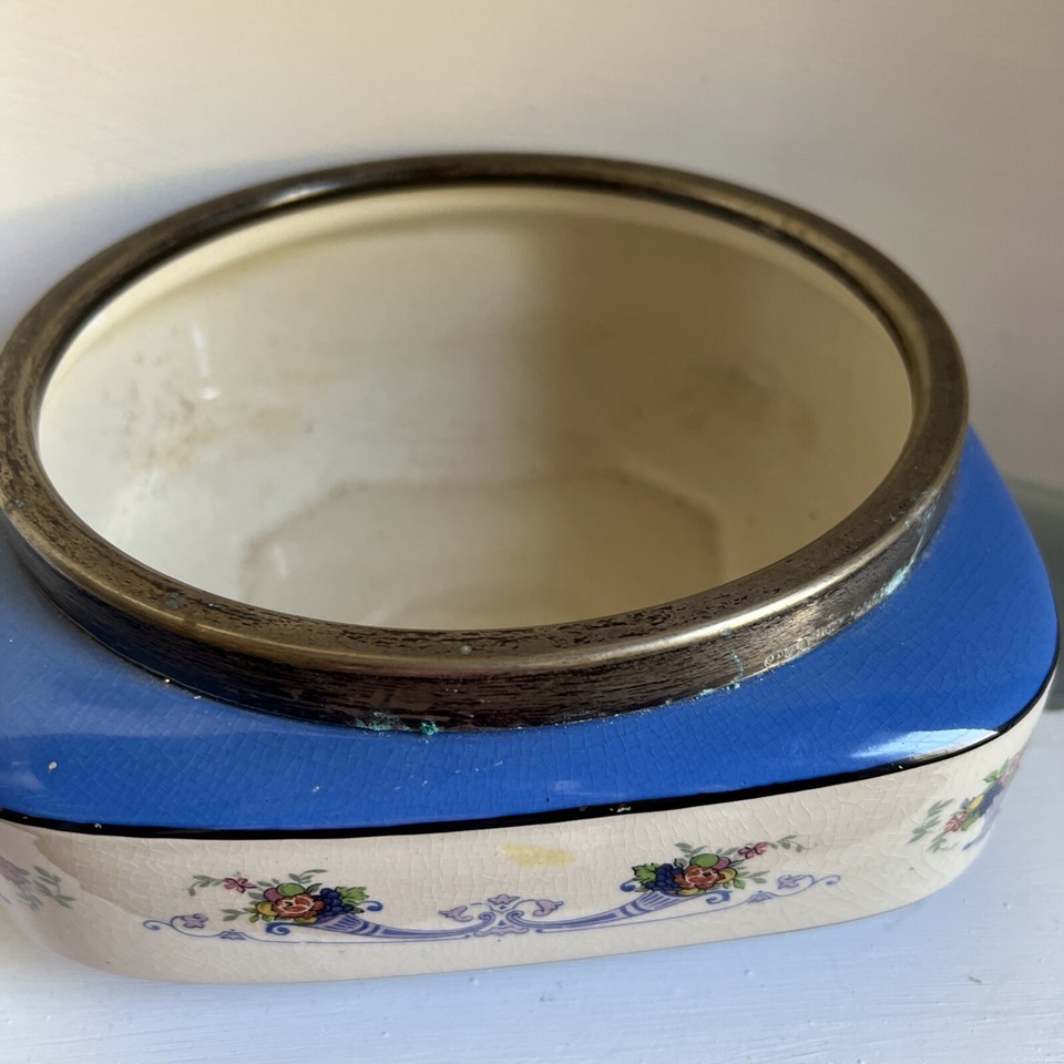 Vintage L & Sons Ltd Hanley Decorative Bowl Floral Design With Silver