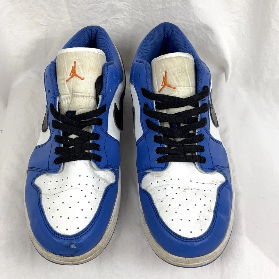 耐克 Air Jordan 1 Low Hyper Royal 白色黑色 Swoosh 橙色去皮 553558-401 S 13 — 第 2/4 张图片