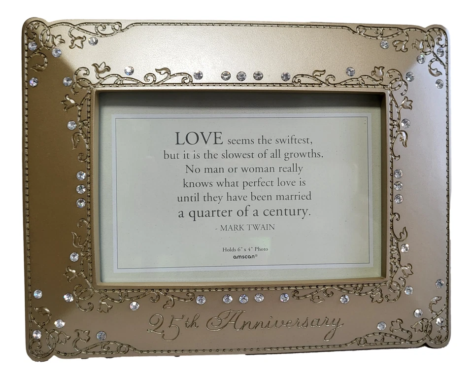 Marco de fotos 25 aniversario de boda 4 x 6 detalles de estrás de fotos Foto 2 de 4
