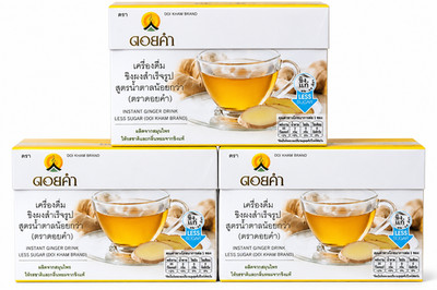 Ginger Drink Doi Kham Instant Less Sugar 108g x 3 Boxes 36 Sachets Thailand