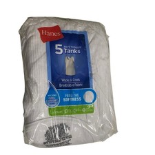 Hanes Boys Tagless Tanks White Size L Package Of 5 Tanks