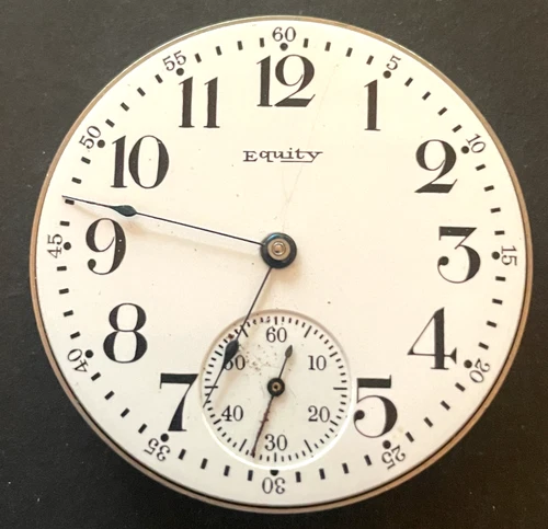 Antique 1914 Waltham Equity Pocket Watch Movement Running Ticks 17s 7j USA